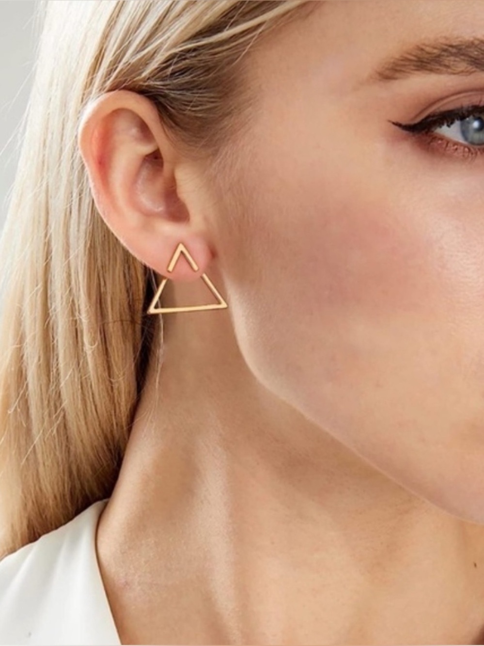14k Gold Plated Hollow Triangle Stud Earrings